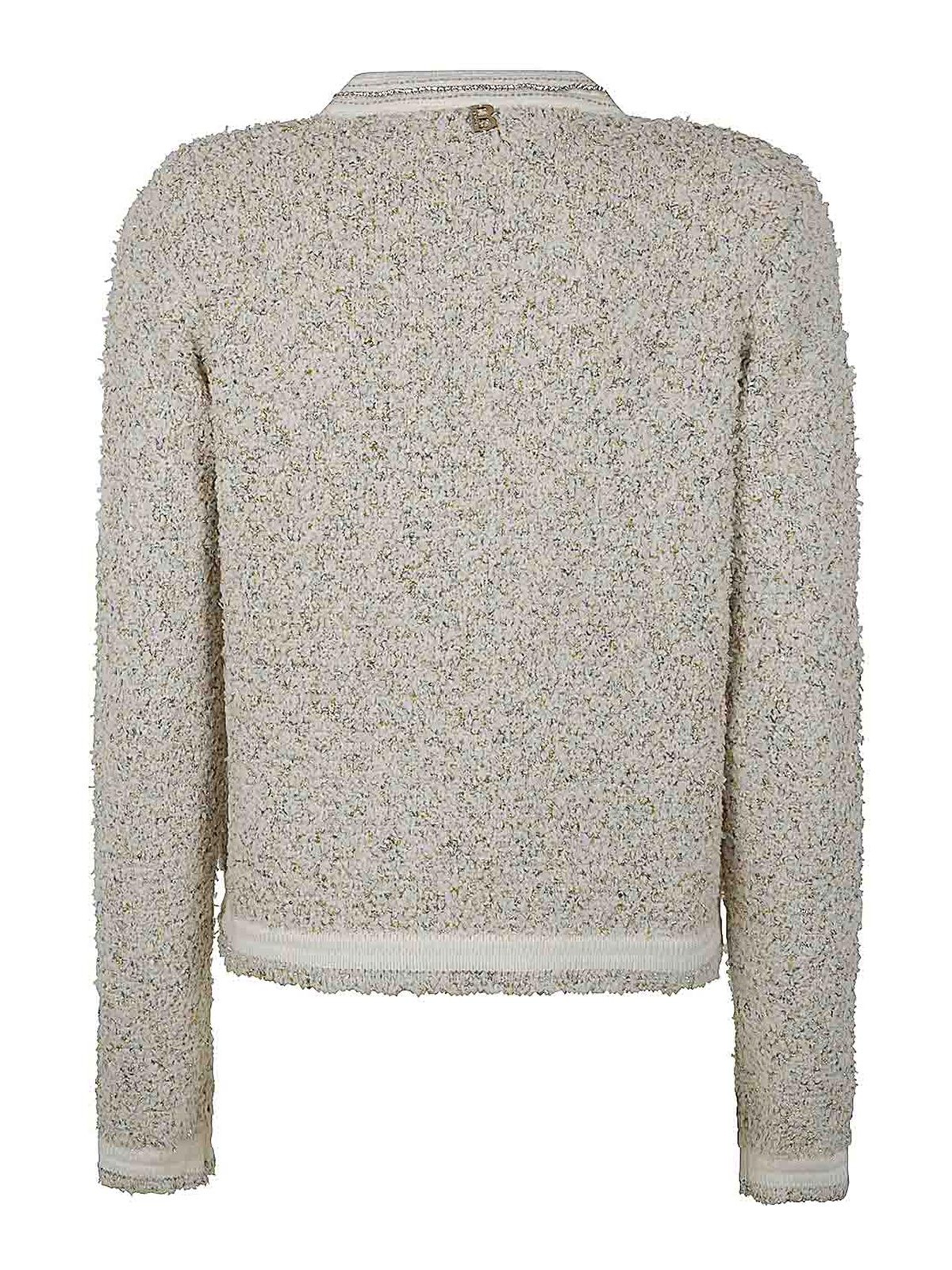 Shop Blugirl Mixed Jacquard Sweater In Blanco