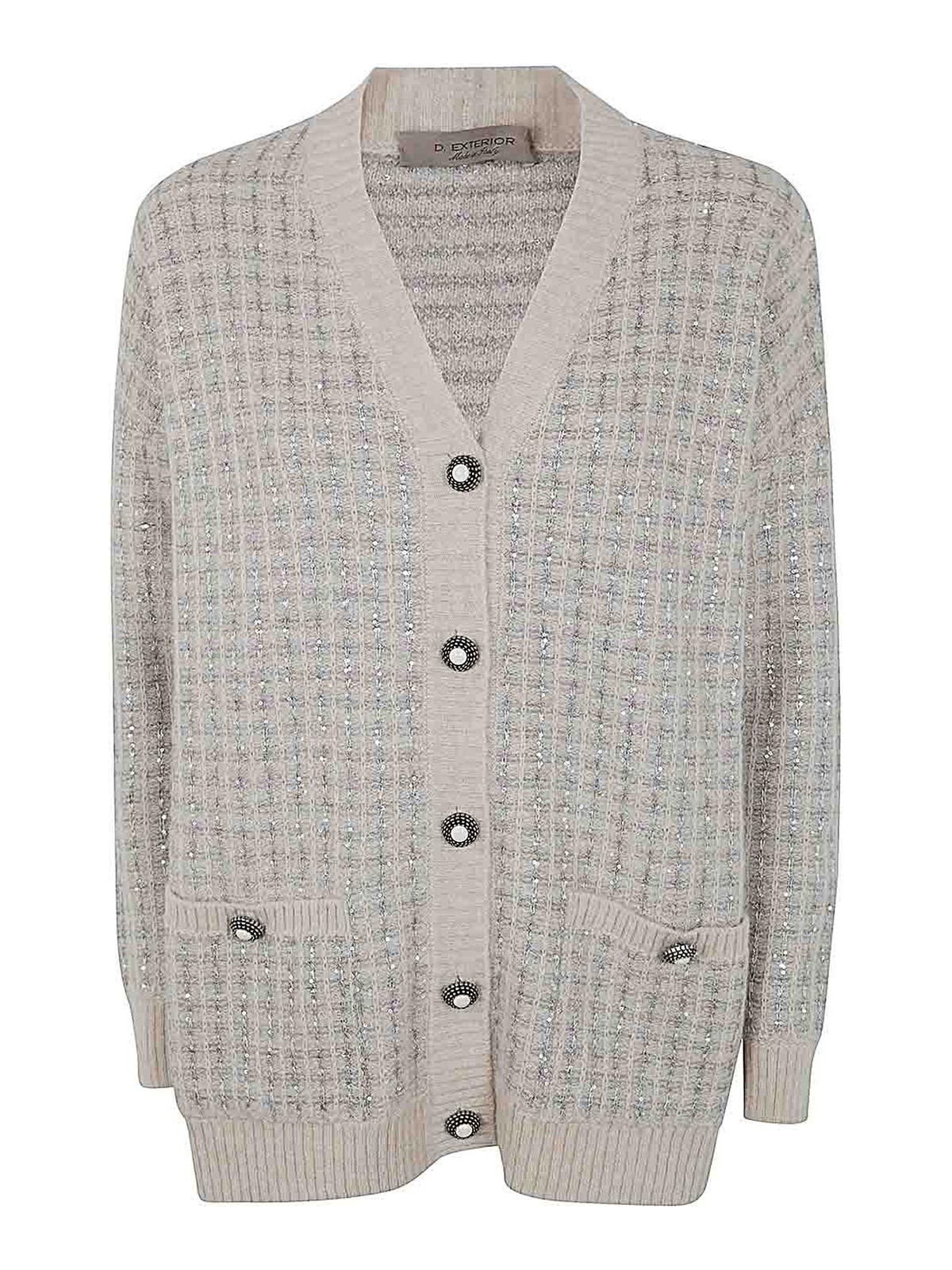 Shop D Exterior Check Crystals Cardigan In Azul