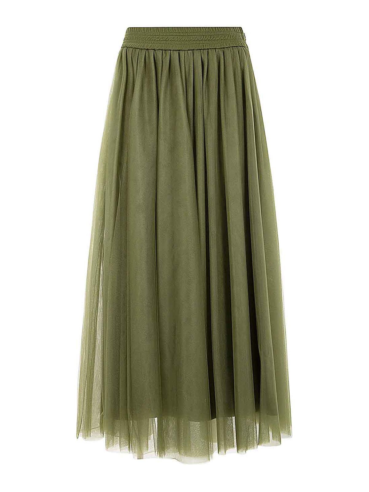 Shop Fabiana Filippi Long Tulle Skirt In Verde