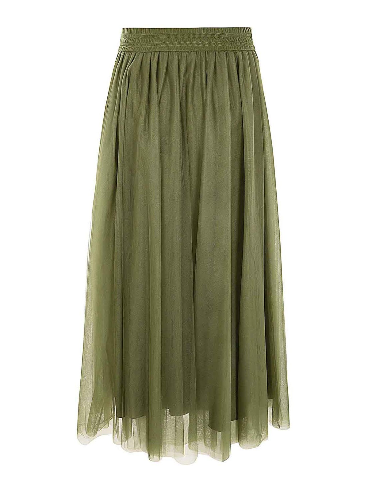 Shop Fabiana Filippi Long Tulle Skirt In Verde