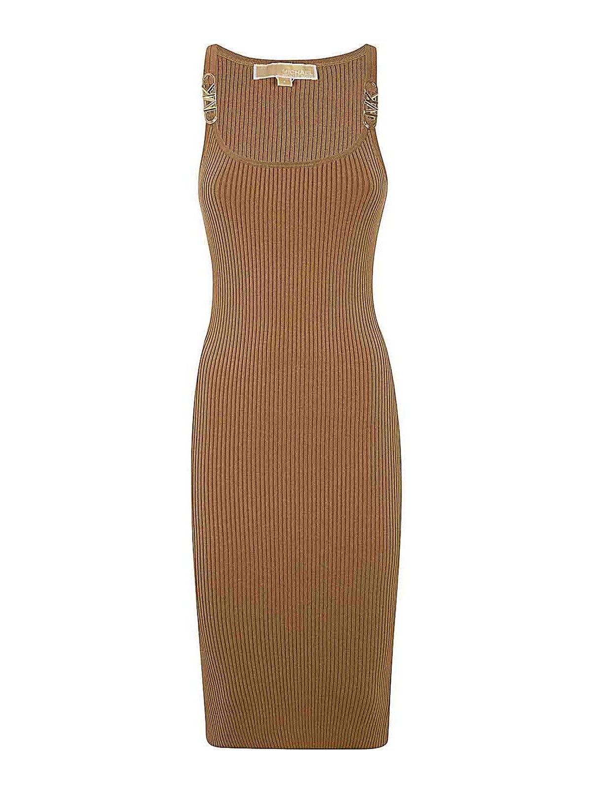 Shop Michael Kors Empire Hw Midi Tank Dress In Marrón