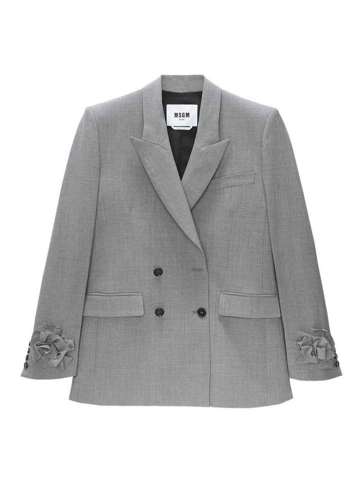 Shop Msgm Blazer In Gris