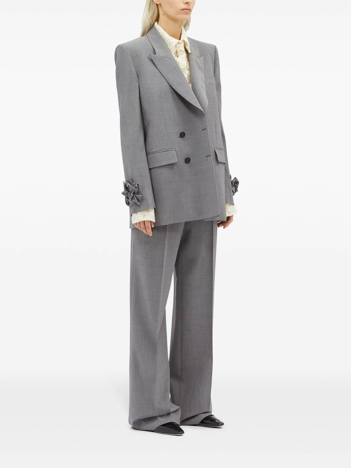 Shop Msgm Blazer In Gris