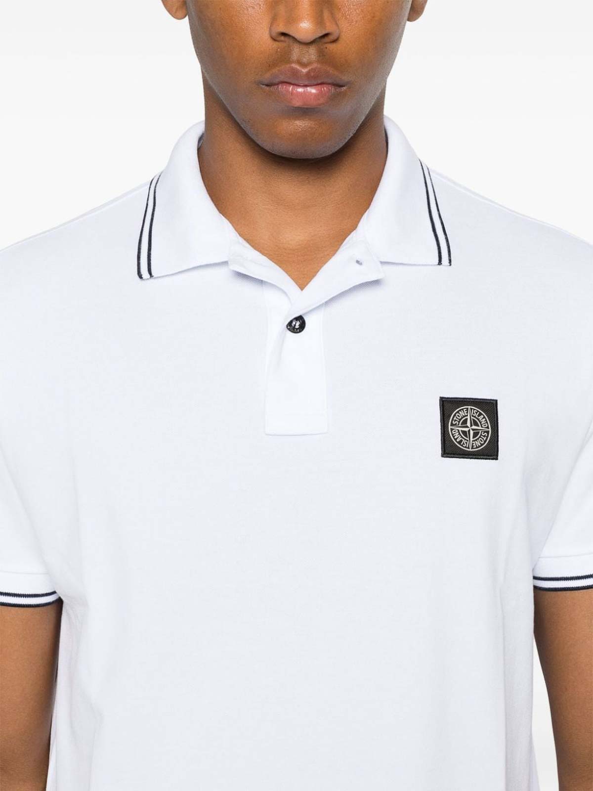 Shop Stone Island Polo In Blanco