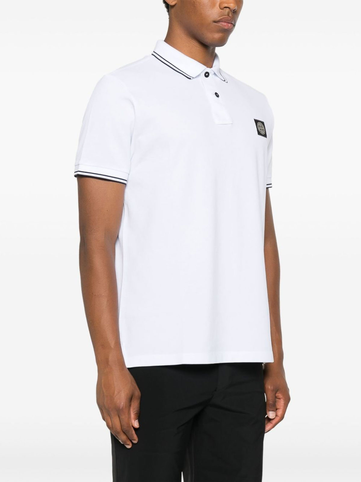 Shop Stone Island Polo In Blanco