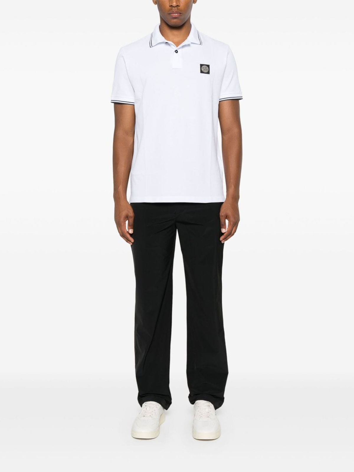 Shop Stone Island Polo In Blanco