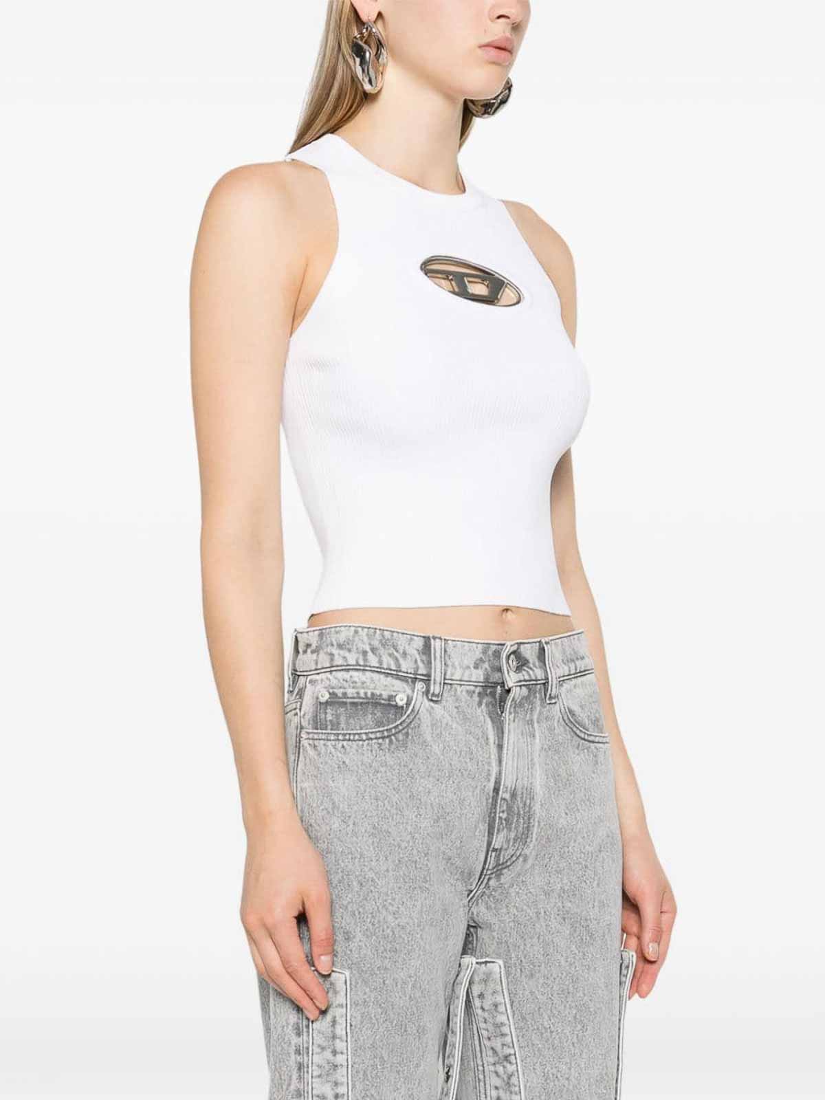 Diesel White Viscose M-Onerva Top With Logo | A096210DLAX100