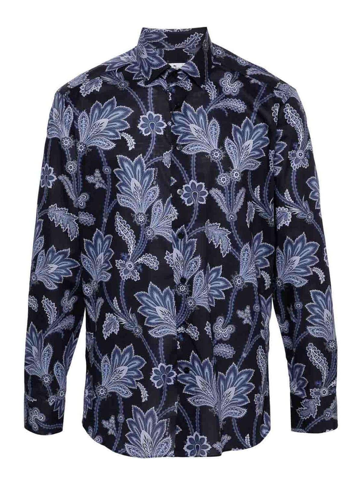 Shop Etro Cotton Shirt With Floral Print In Multicolor