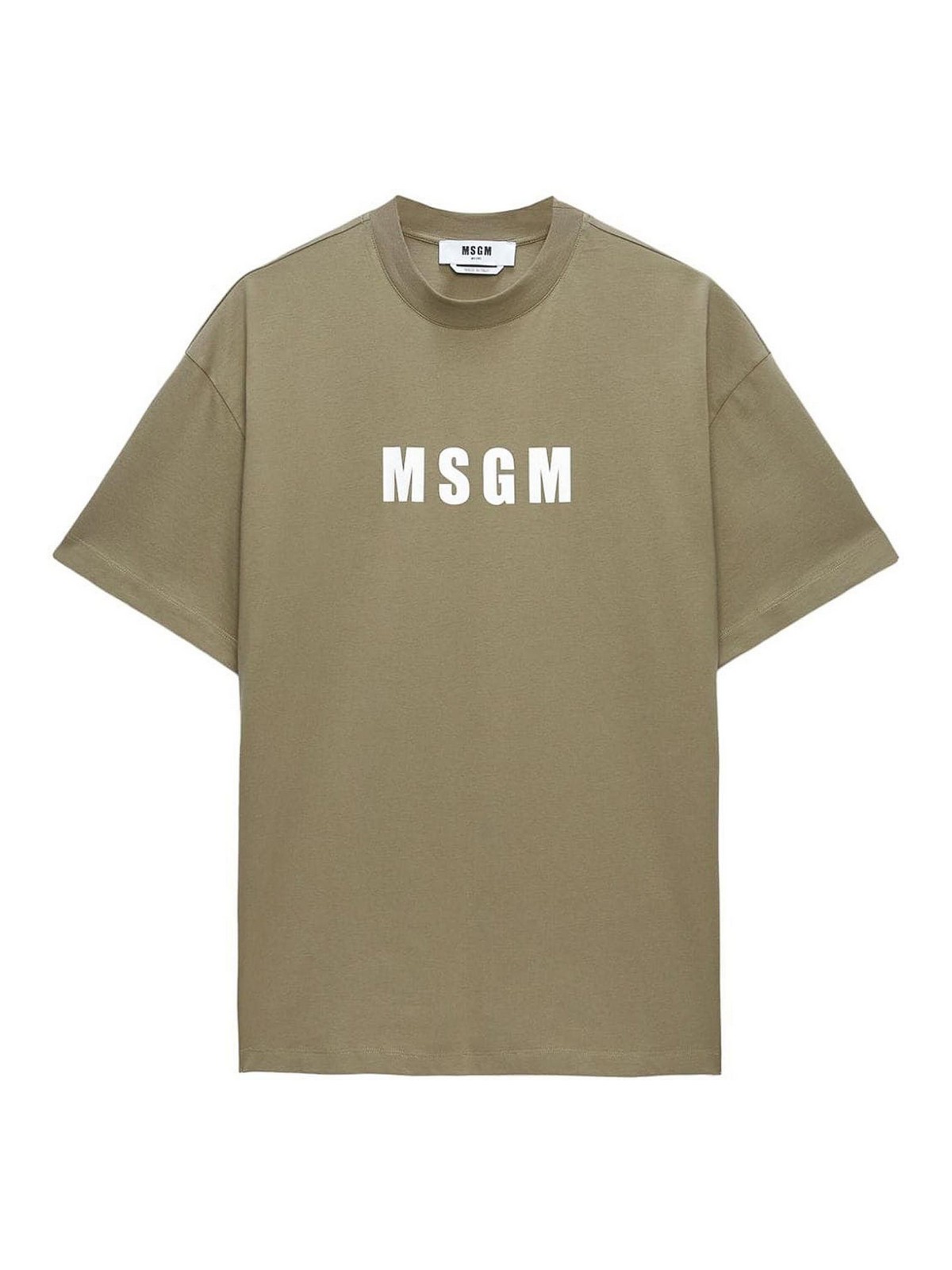 Shop Msgm Cotton T-shirt With Printed Logo In Verde