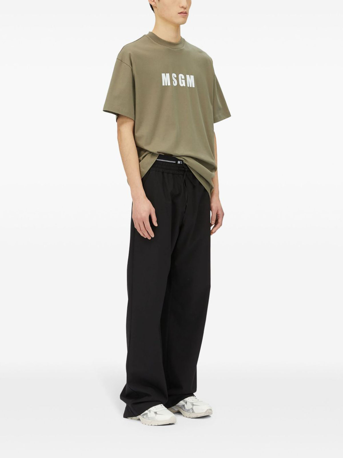 Shop Msgm Cotton T-shirt With Printed Logo In Verde