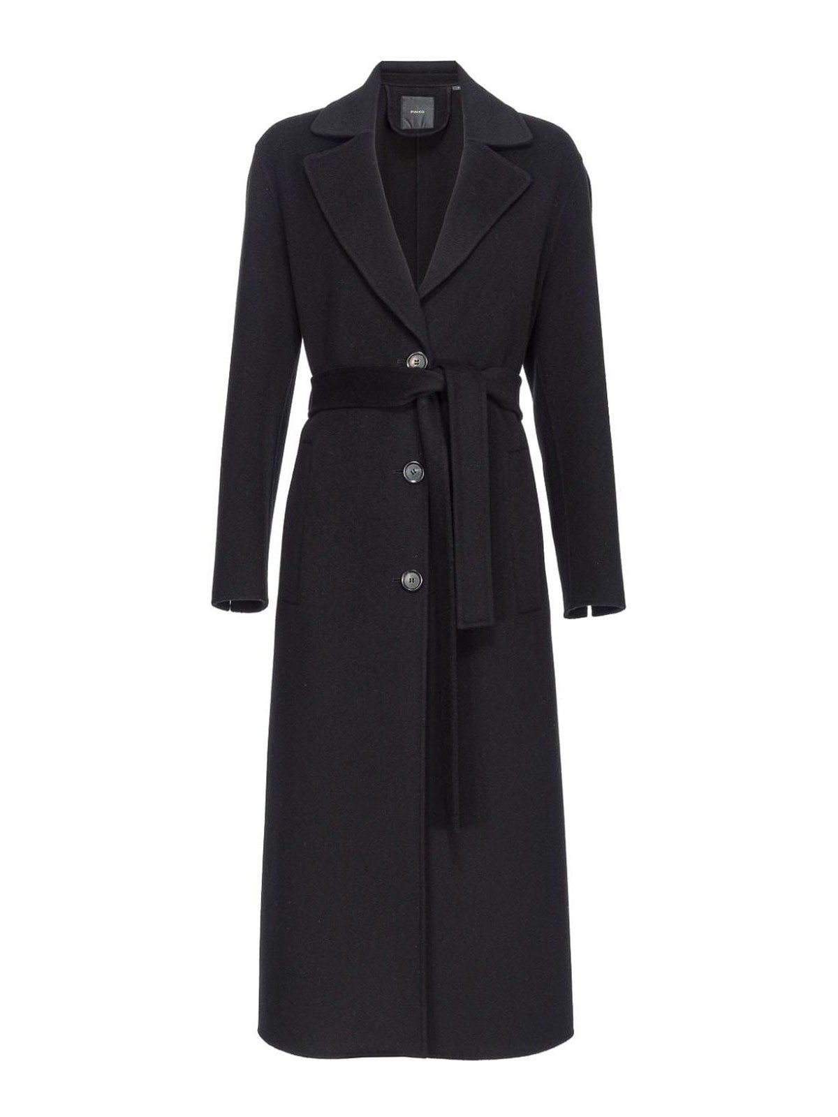 Shop Pinko Long Coat In Black