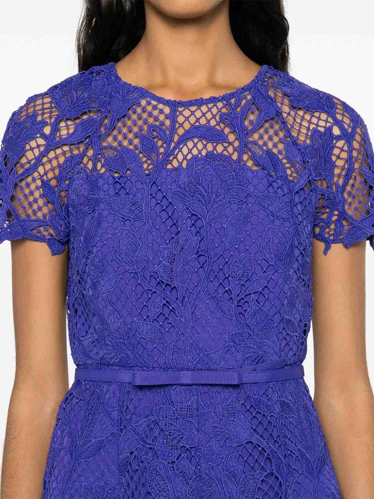 Shop Self-portrait Midi Dress With Lace Detail In Blue