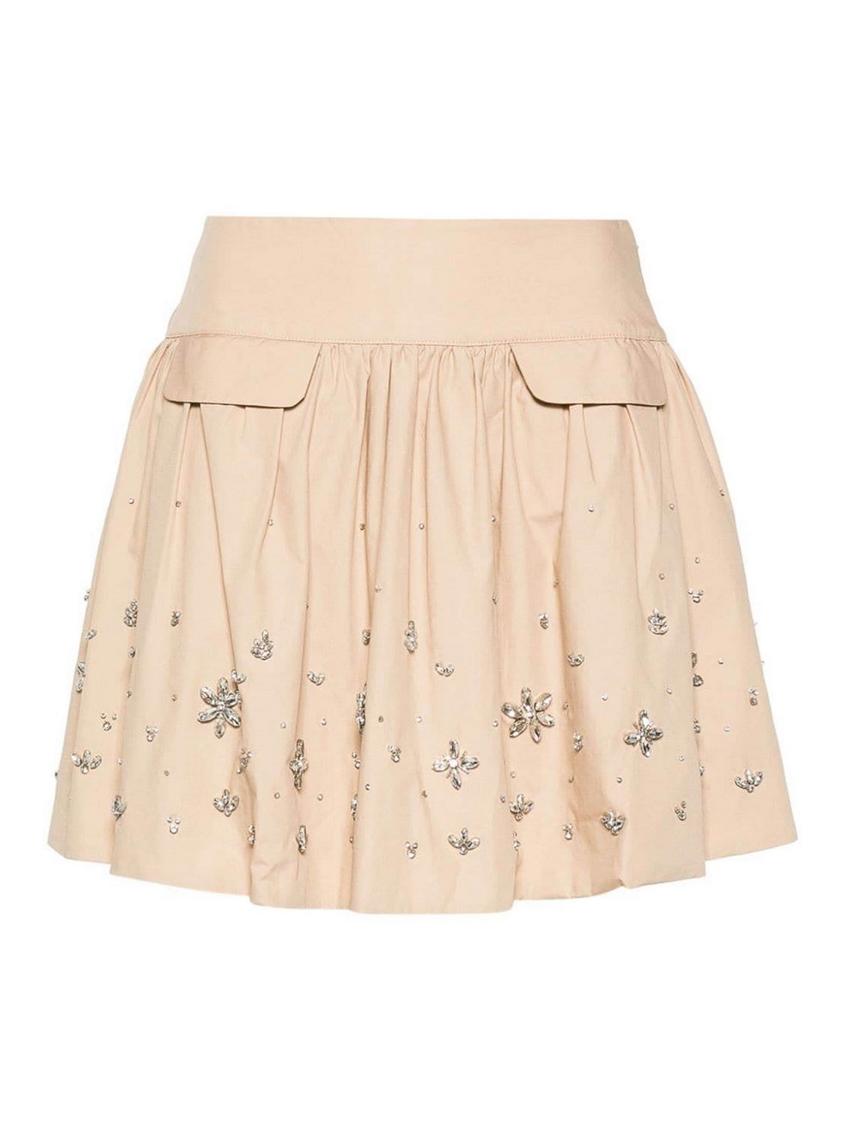 Shop Self-portrait Mini Skirt In Beige