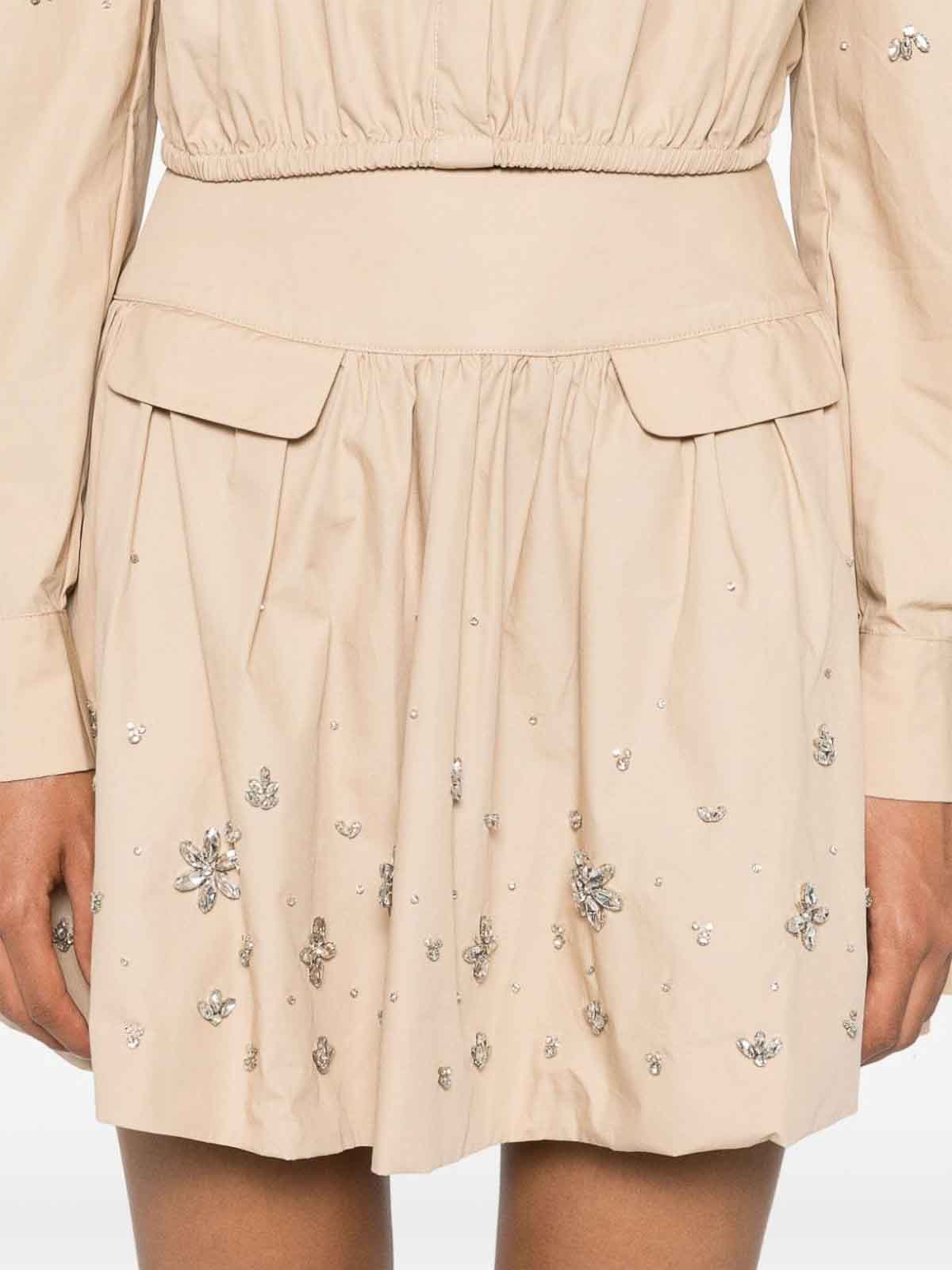 Shop Self-portrait Mini Skirt In Beige