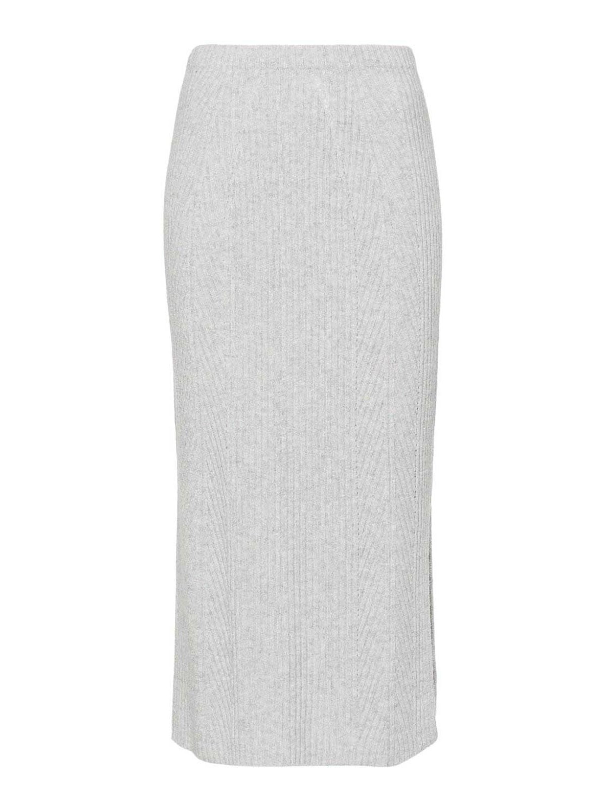 Shop Twinset Knitted Skirt In Silver