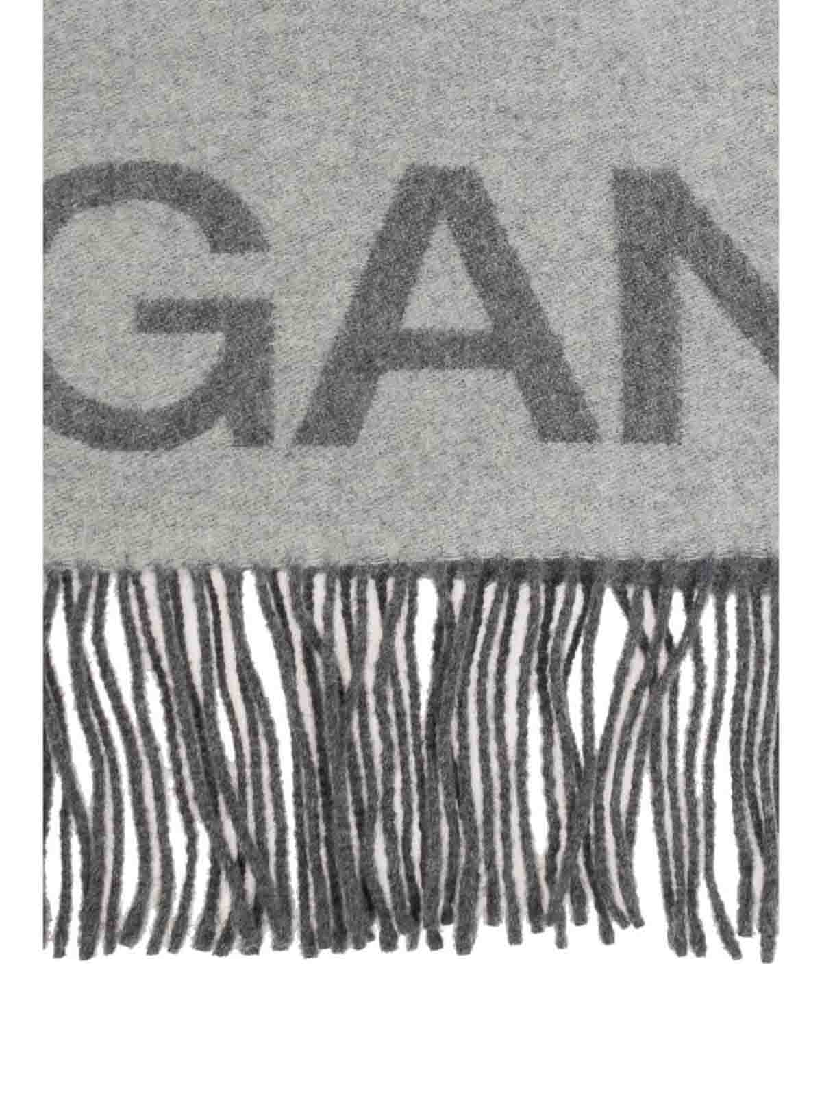 Shop Ganni Scarf In Grey