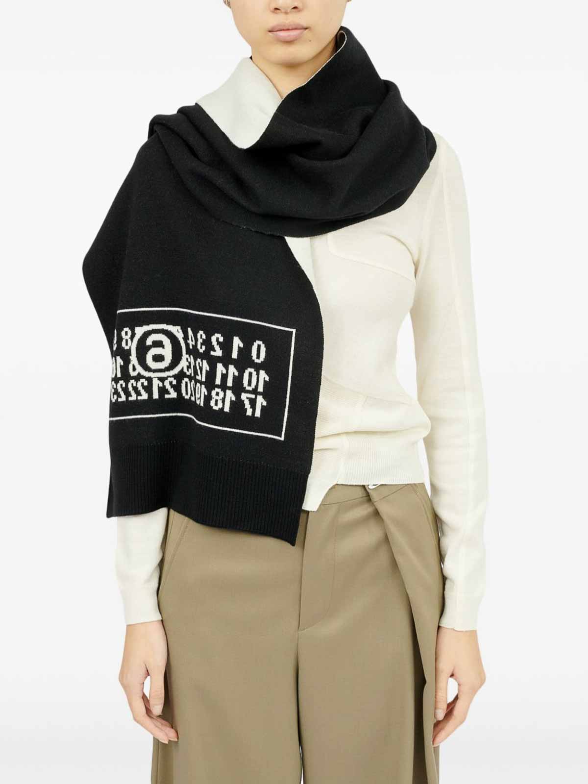 Shop Mm6 Maison Margiela Scarf In Black