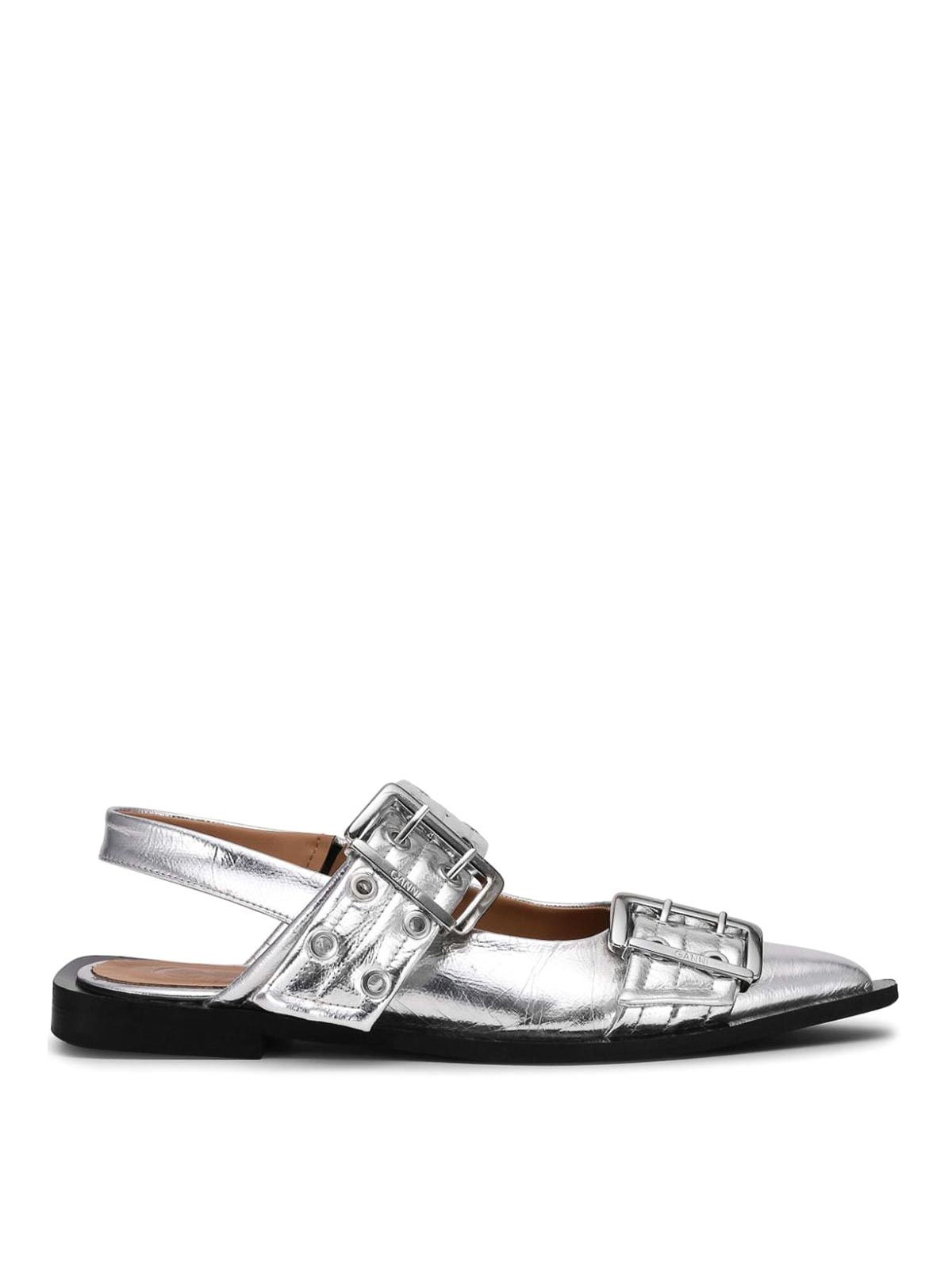 Shop Ganni Flat Shoes In Plata