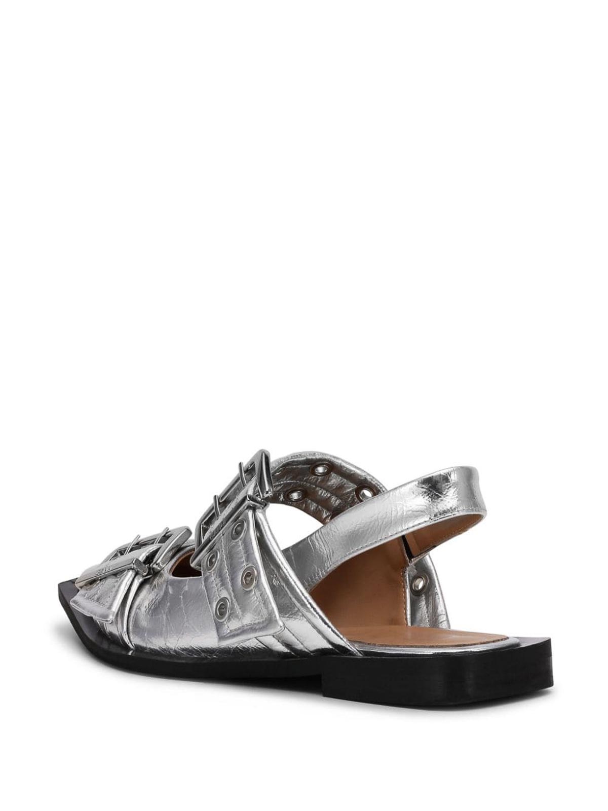 Shop Ganni Flat Shoes In Plata