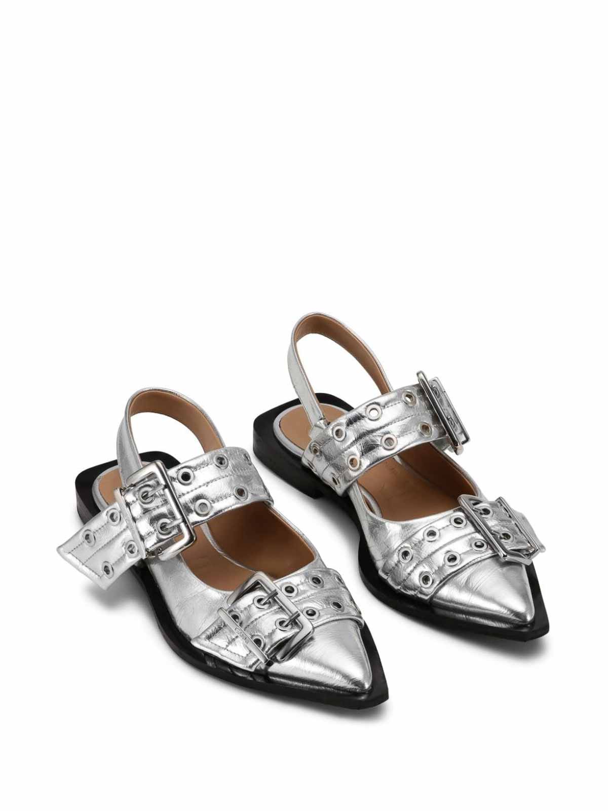 Shop Ganni Flat Shoes In Plata