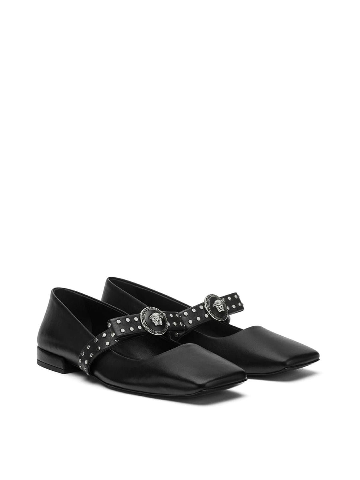 Shop Versace Flat Shoes In Black