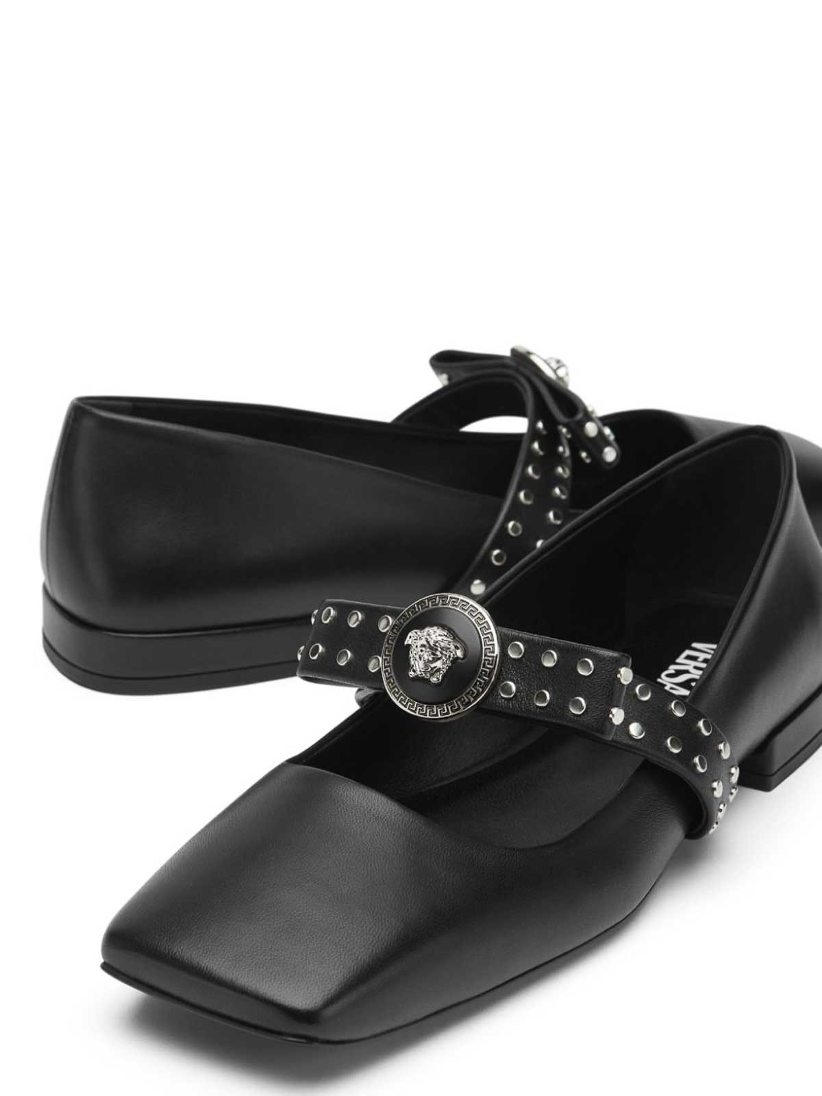 Shop Versace Flat Shoes In Black