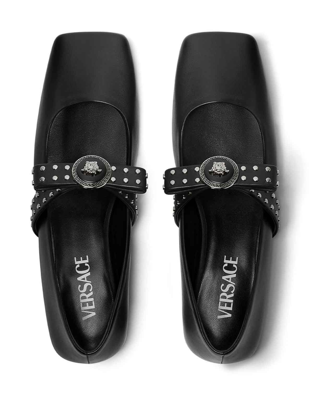 Shop Versace Flat Shoes In Black