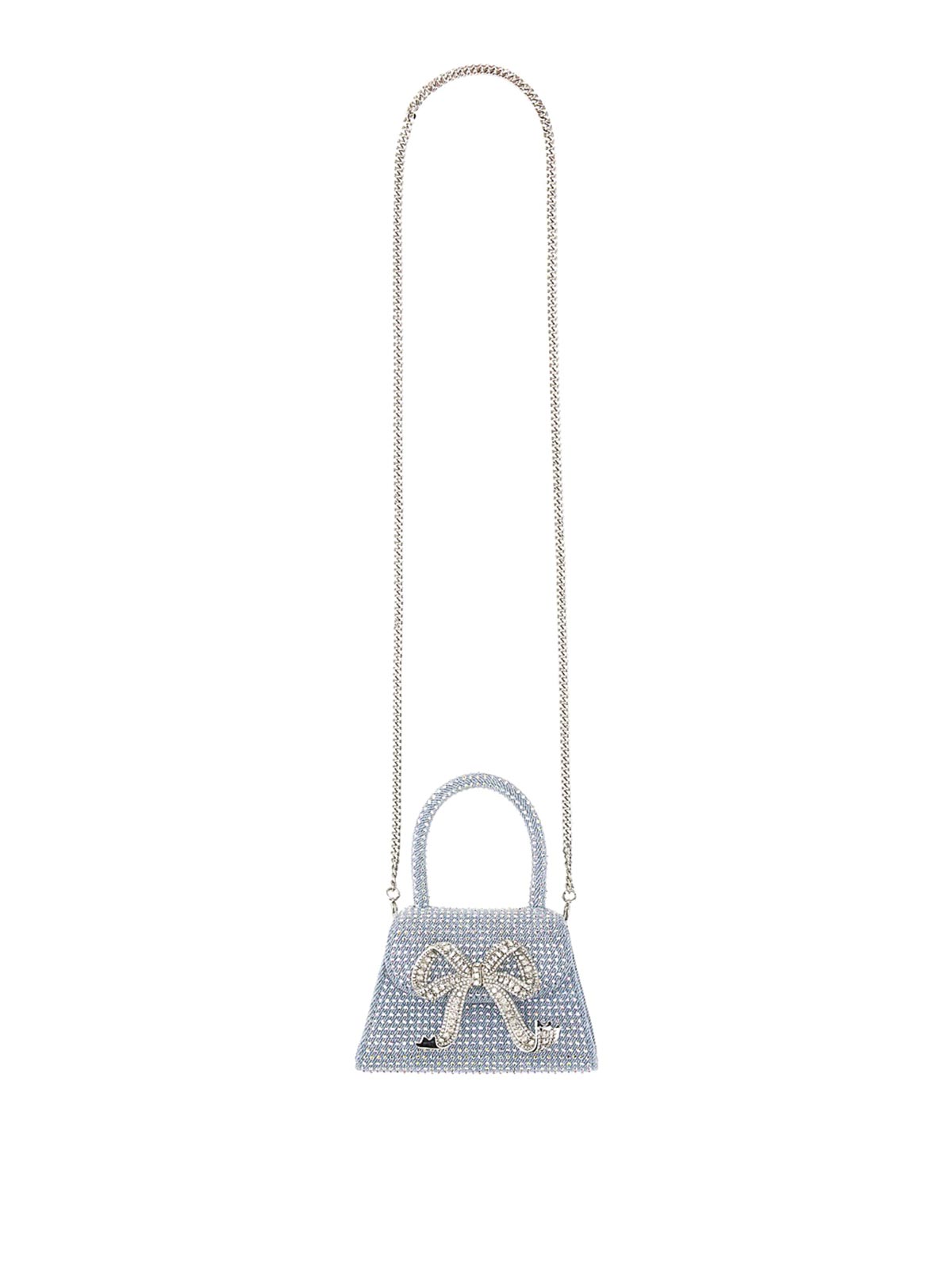 Shop Self-portrait Micro Bow Bag In Light Wash