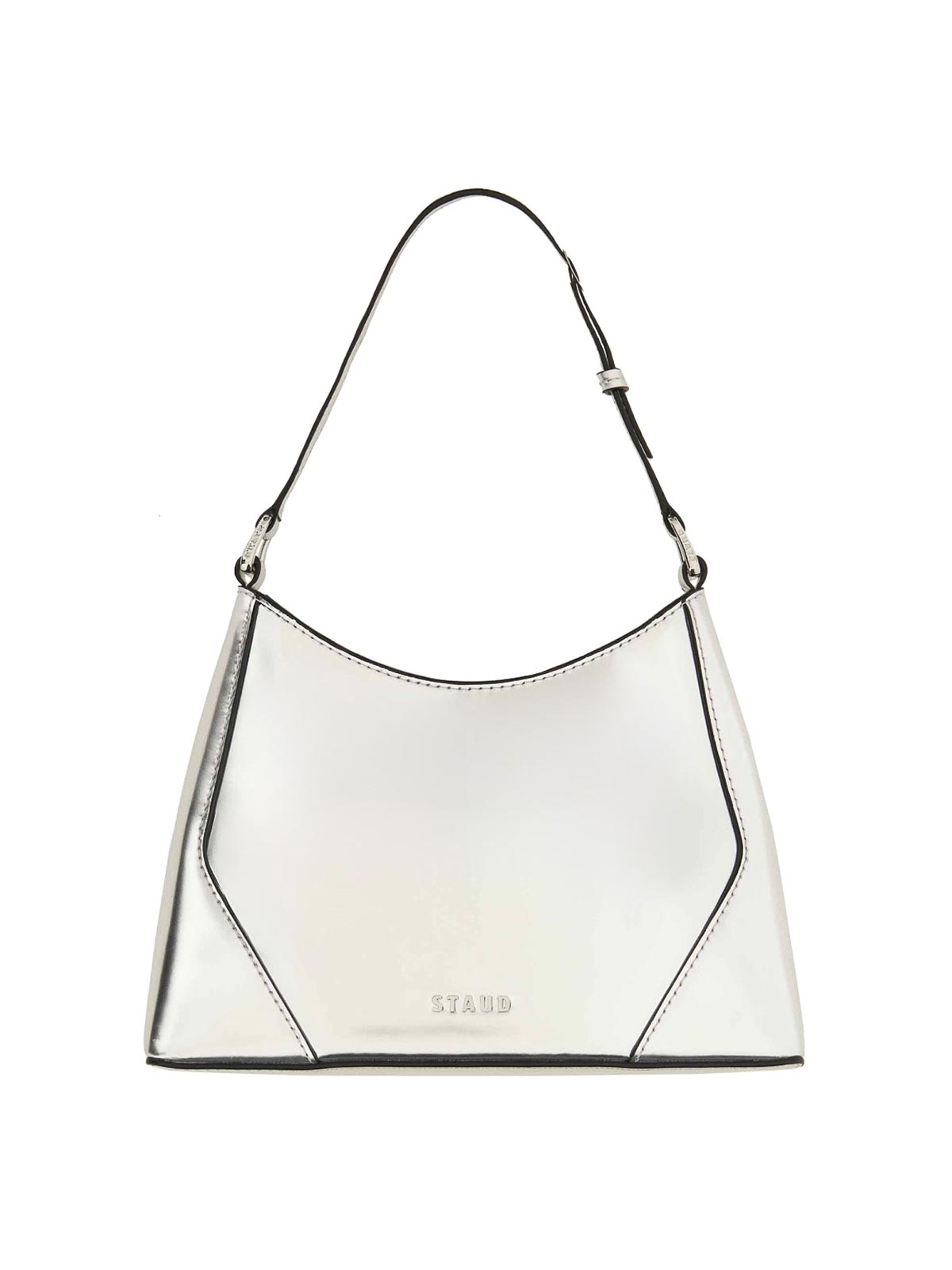 Shop Staud Shoulder Bag Linda In Silver