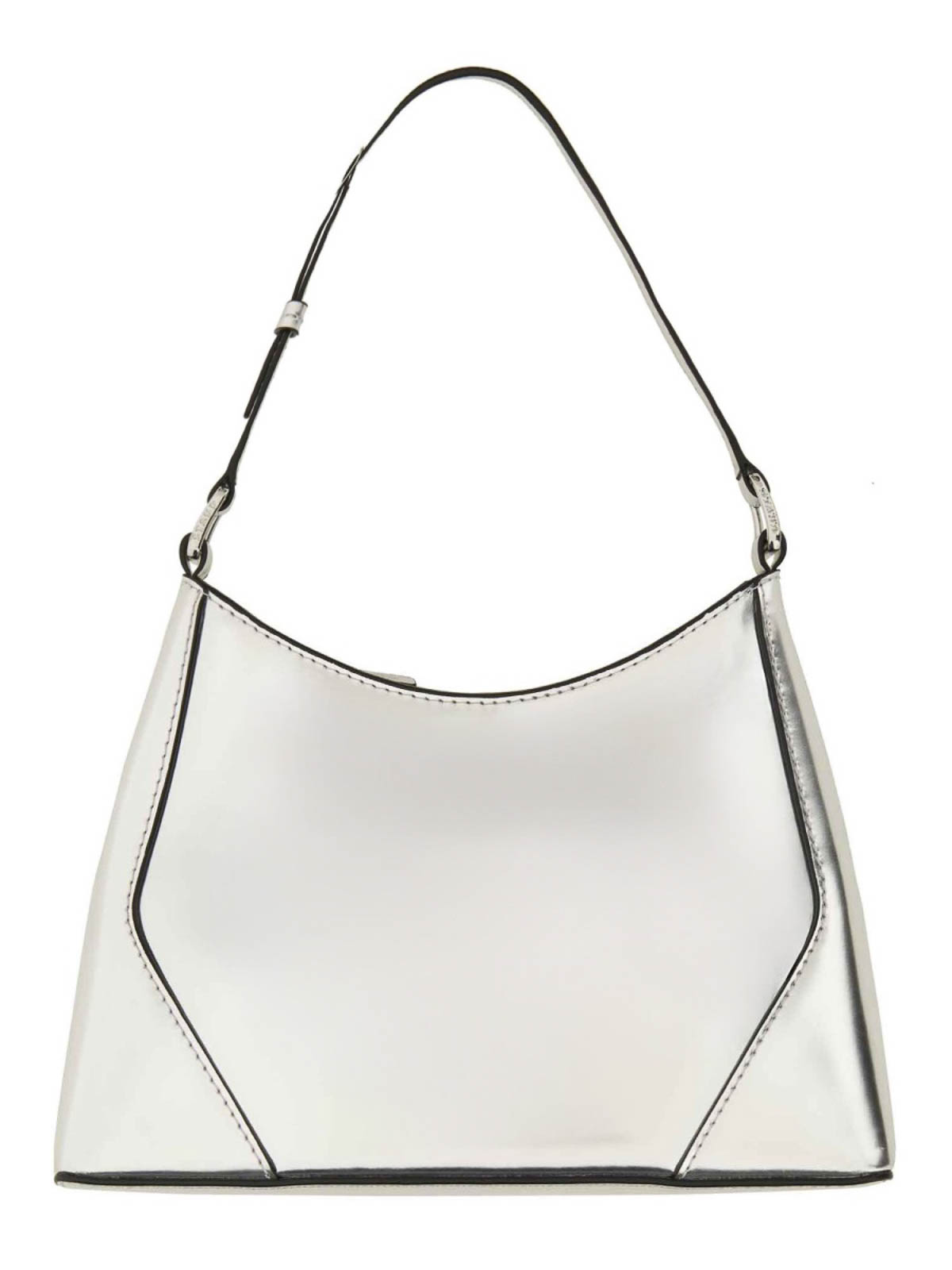 Shop Staud Shoulder Bag Linda In Silver