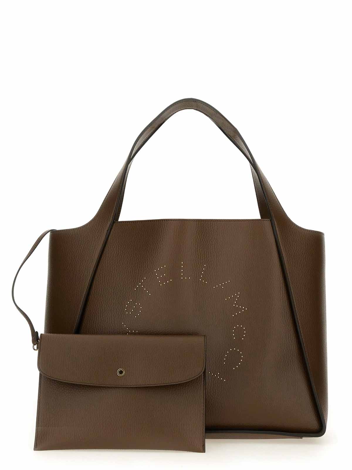 Shop Stella Mccartney Tote Bag With Logo In Brown