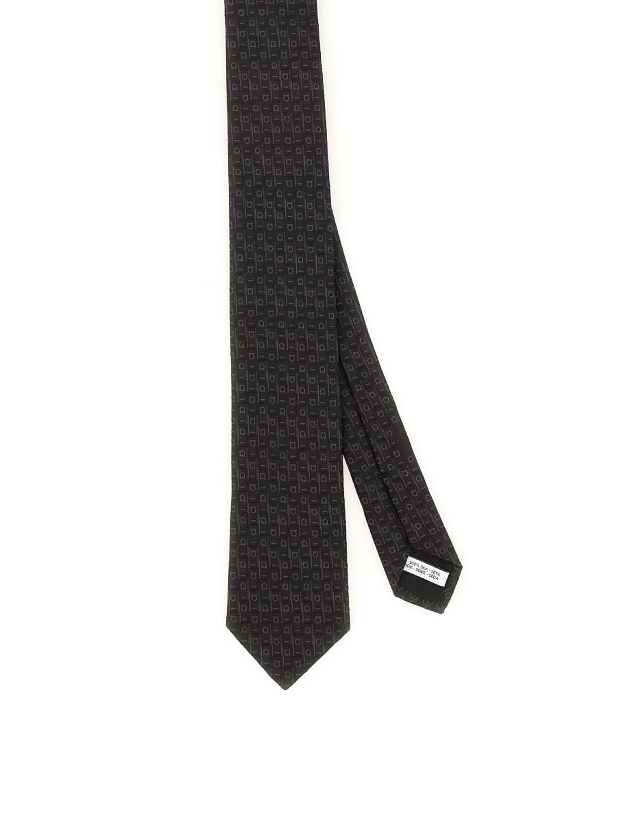 Shop Ferragamo Gancini Jacquard Tie In Black