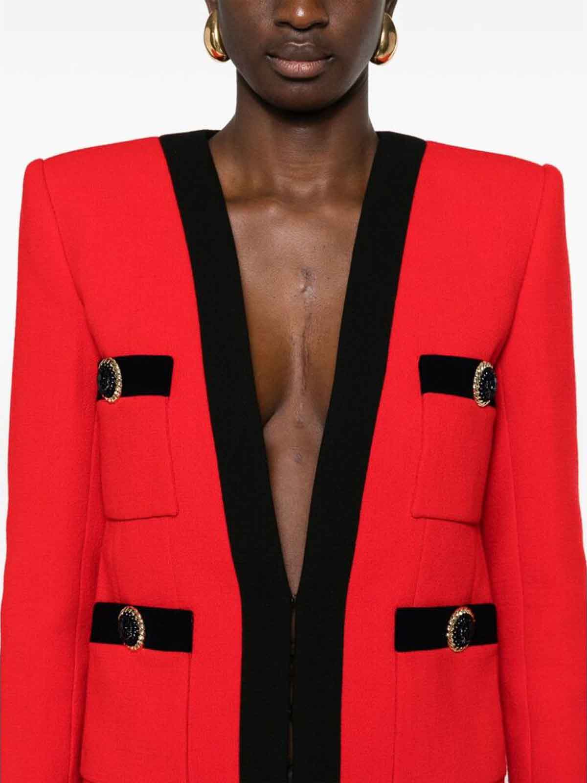 Shop Balmain Jacket In Rojo