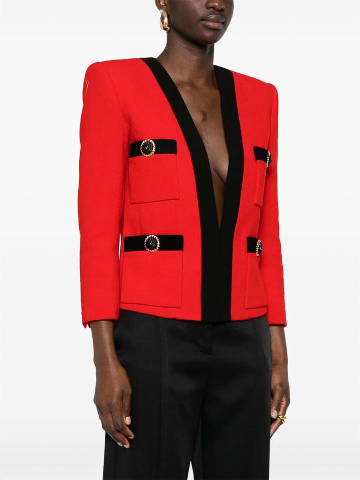 Shop Balmain Jacket In Rojo