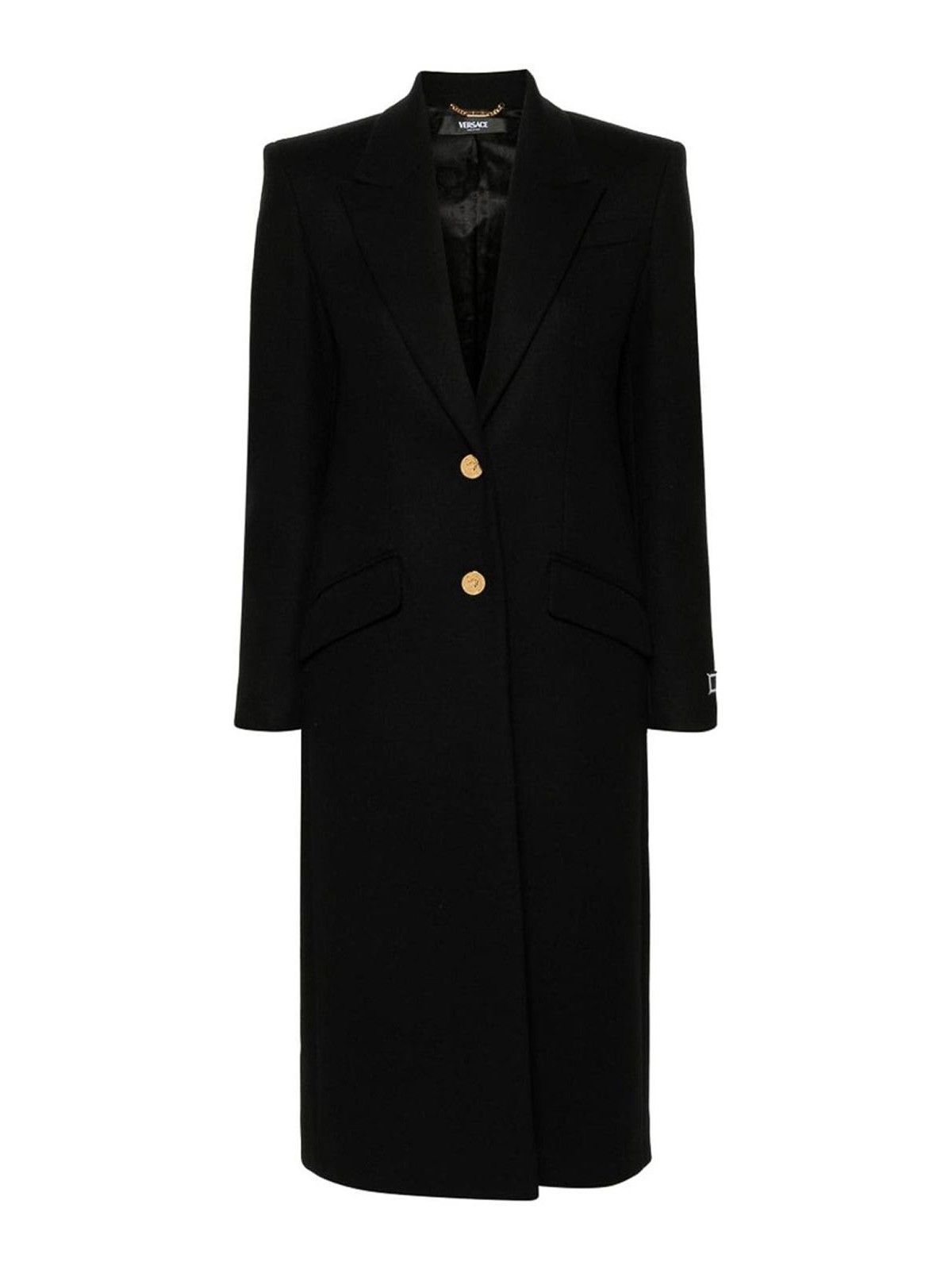 Shop Versace Coat In Black