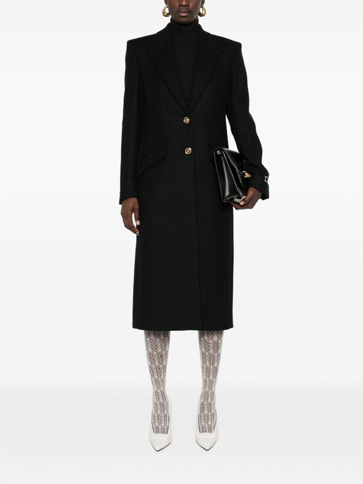 Shop Versace Coat In Black