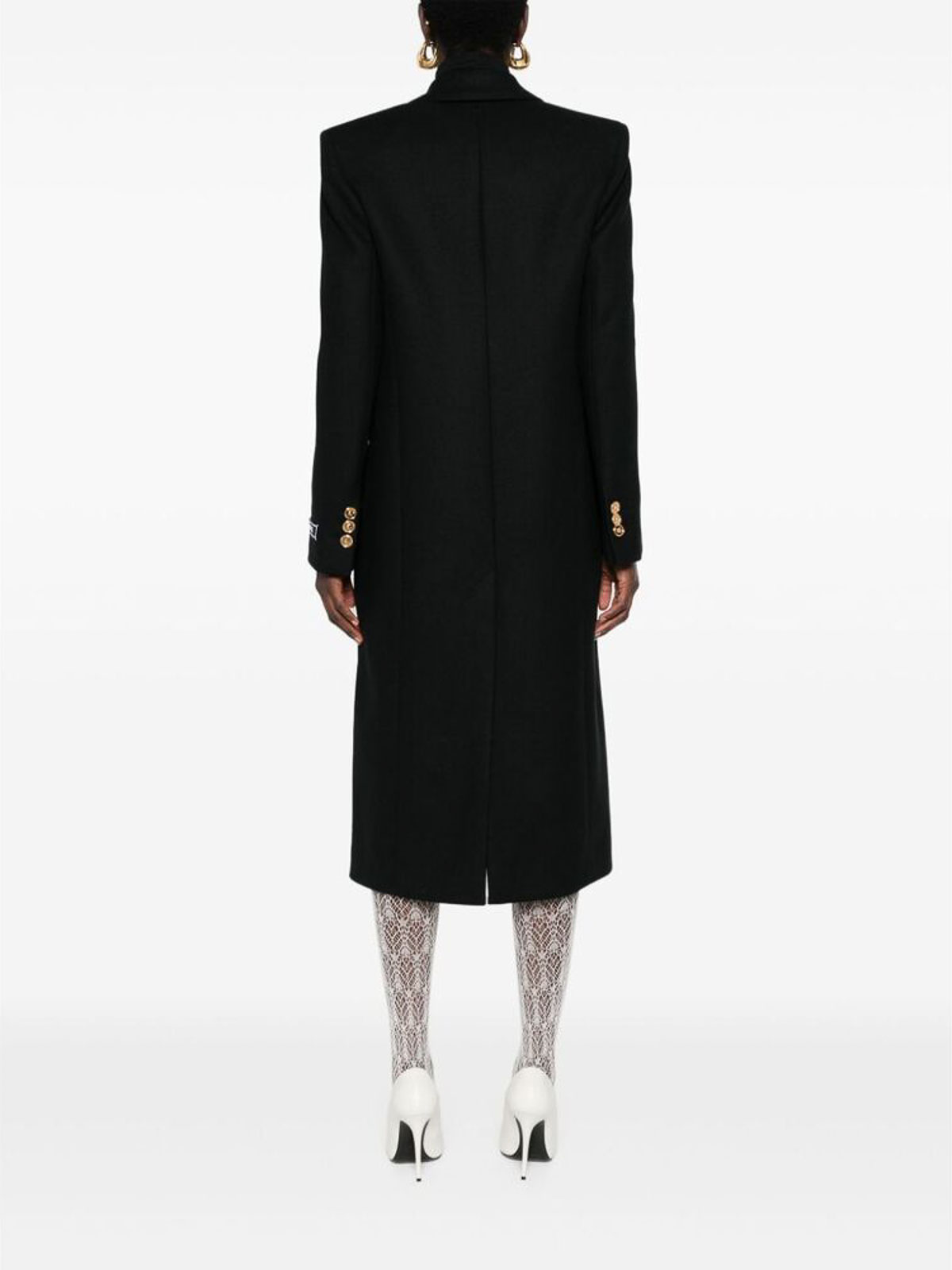 Shop Versace Coat In Black