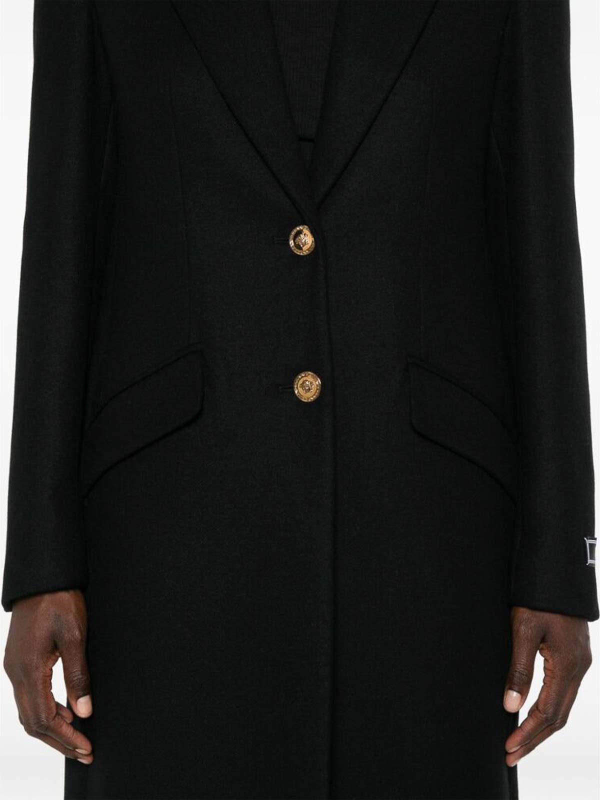 Shop Versace Coat In Black