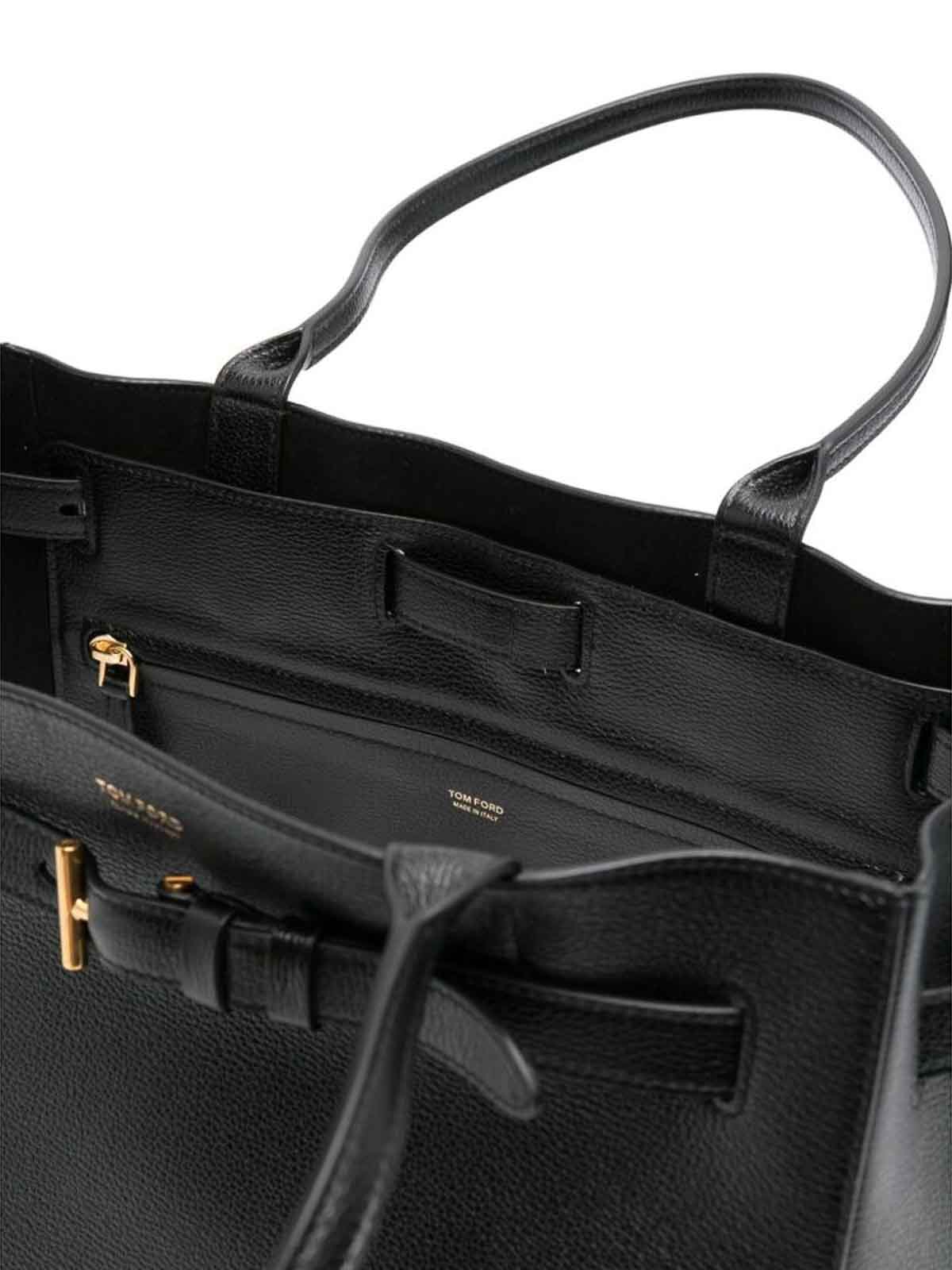 【未使用】TOM FORD ボディバッグ ブラック TOM FORD (トムフォード) レザー ゴールドジップ ボディバッグ