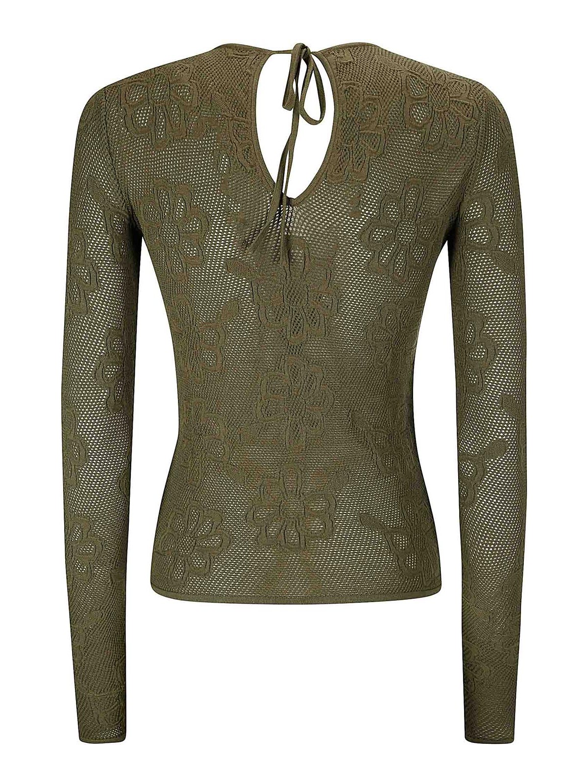 Shop Cecilie Bahnsen Olani Top Mesh Floral Jacquard Olive In Dark Green