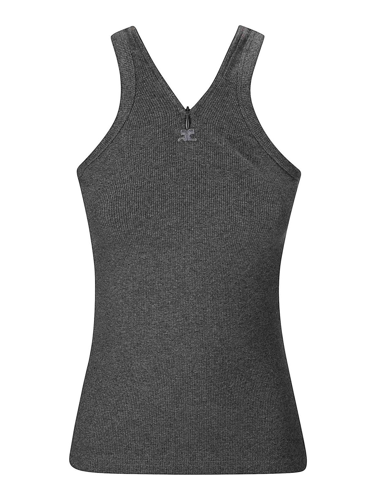 Shop Courrèges Criss Cross 90s Rib Tank Top In Grey