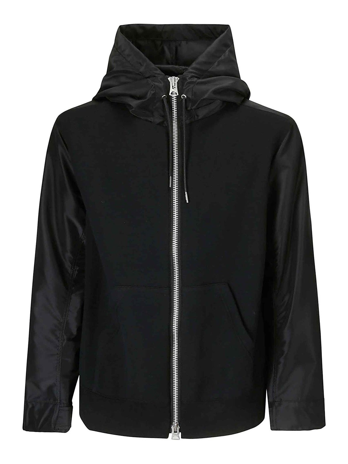 Shop Sacai Nylon Twill X Sponge Sweat Hoodie In Black