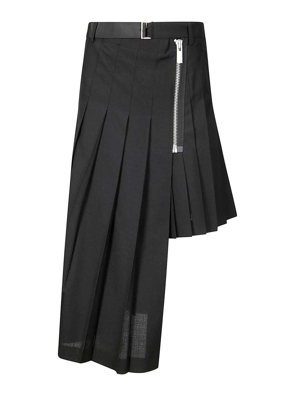 Shop Sacai Pleated Skirt In Black