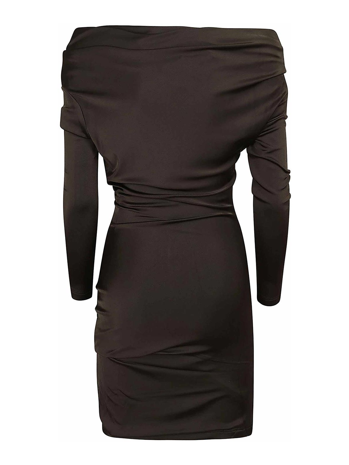 Shop Alexander Mcqueen Jersey Dress In Dark Brown