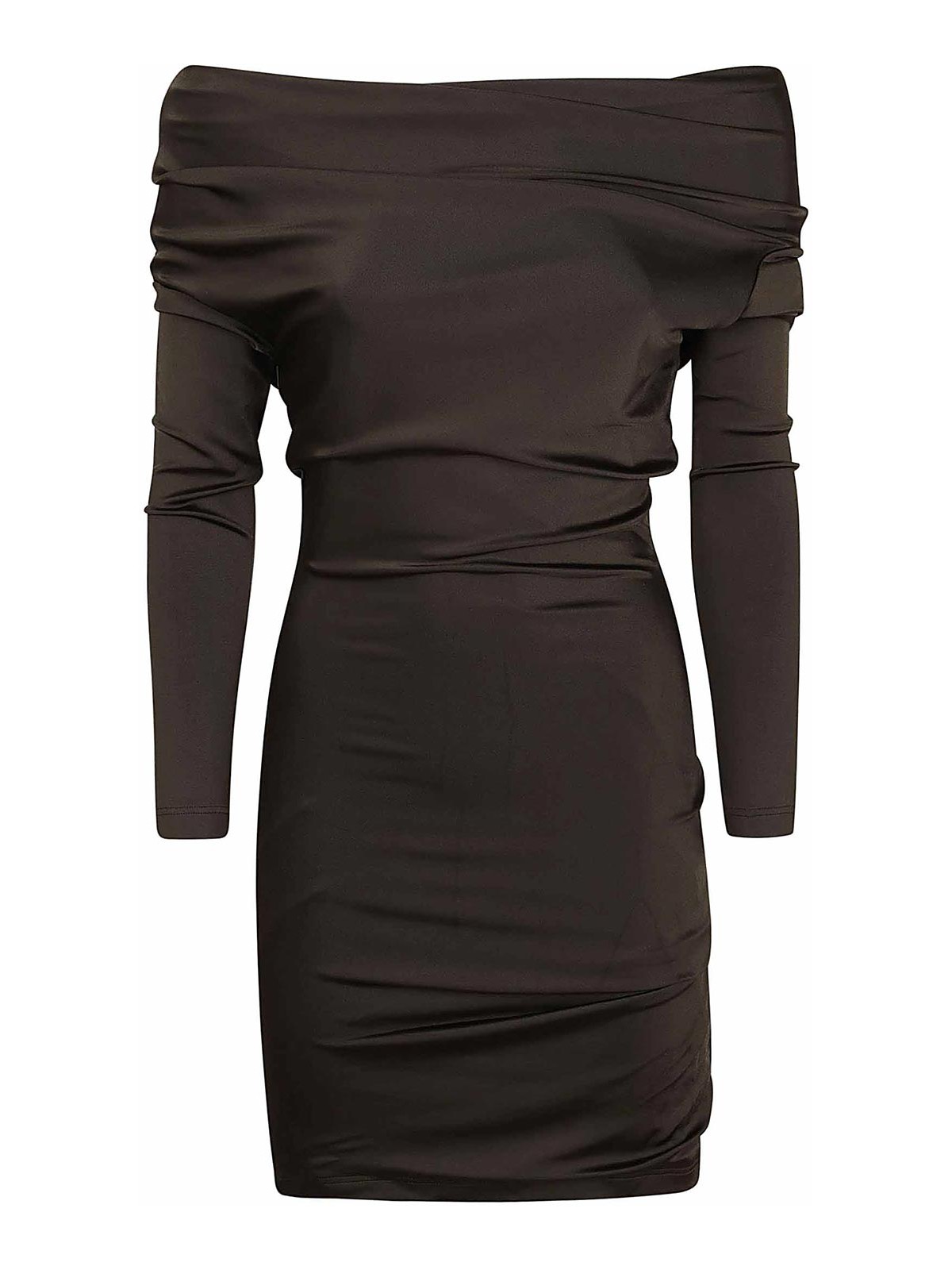 Shop Alexander Mcqueen Jersey Dress In Dark Brown