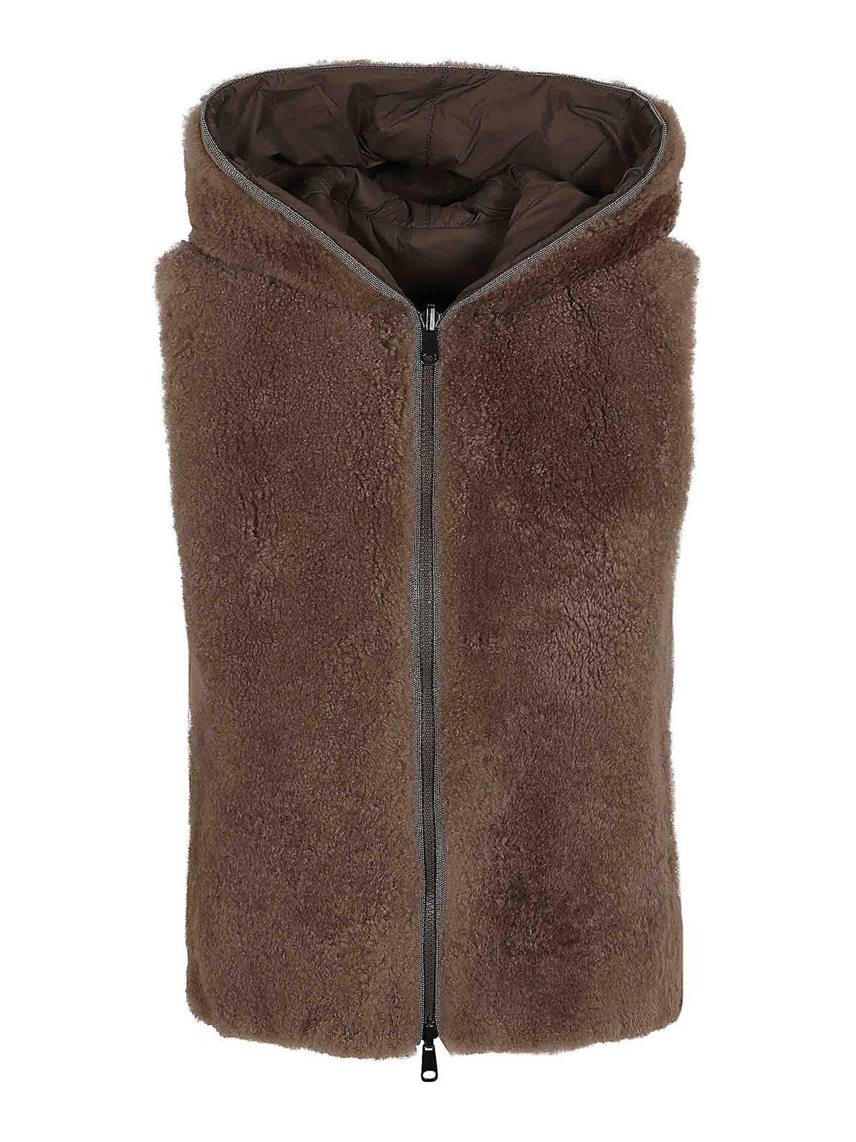 Shop Brunello Cucinelli Padded Fur Gilet In Brown