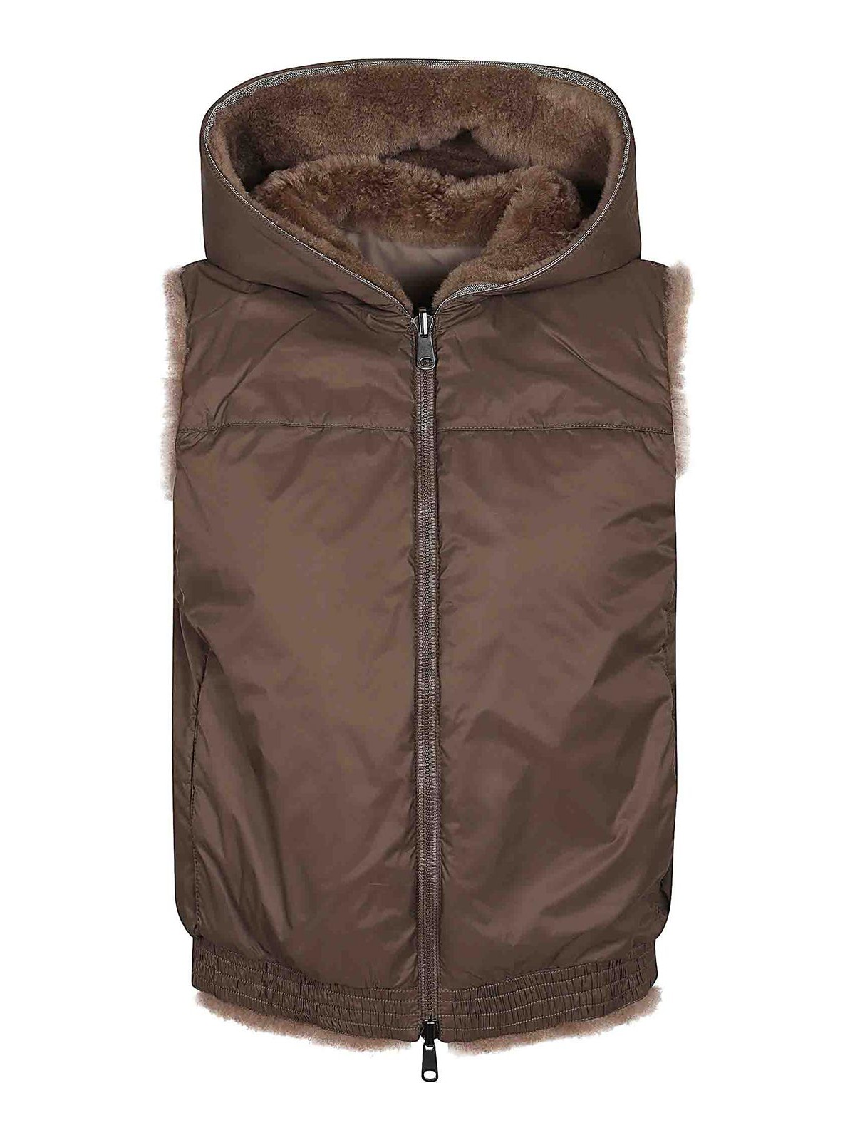 Shop Brunello Cucinelli Padded Fur Gilet In Brown