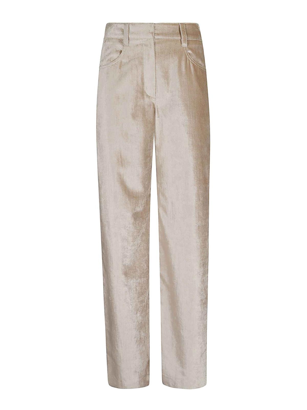 Shop Brunello Cucinelli Velvet Trousers In Light Beige