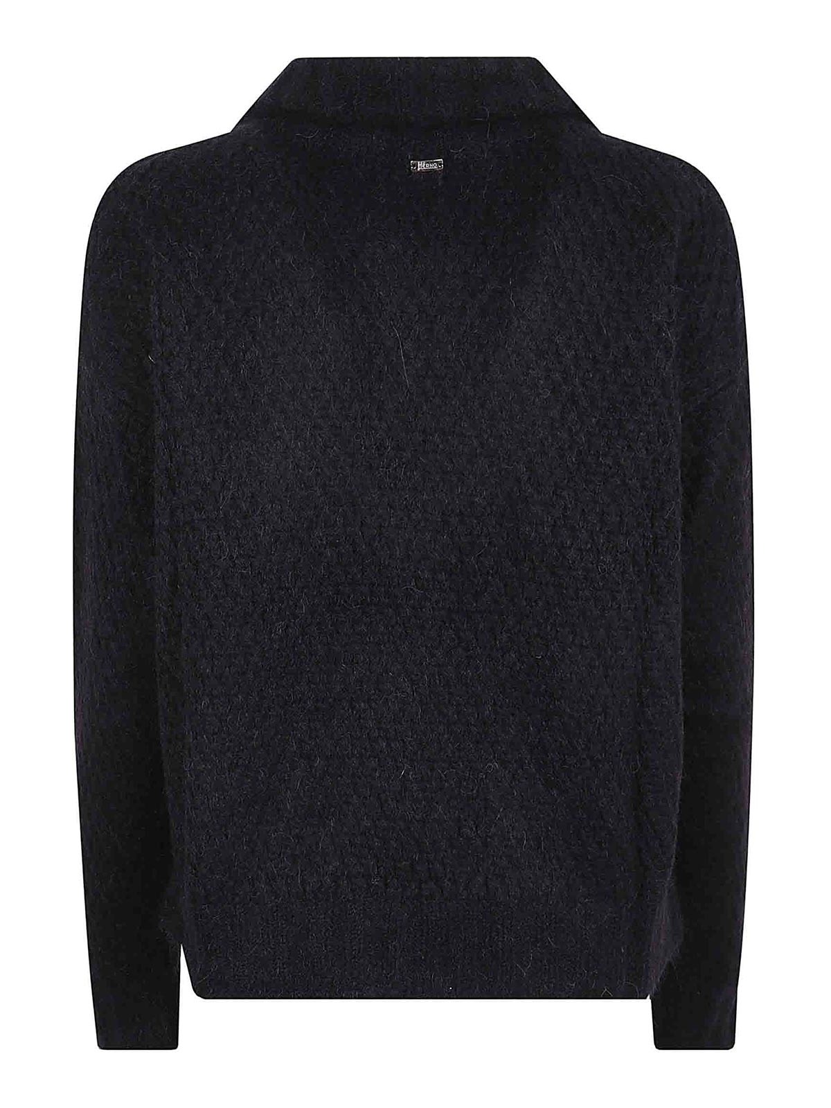 Shop Herno Wool Cardigan In Dark Blue