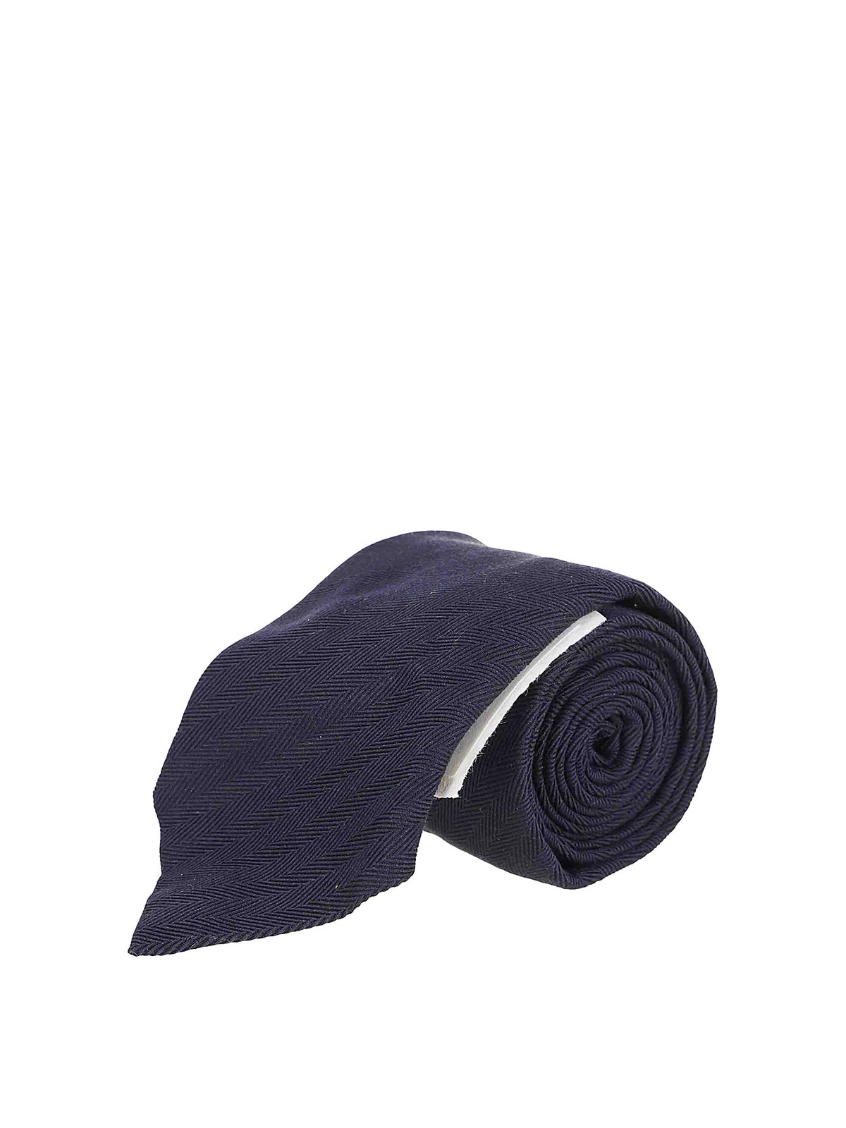 Shop Brunello Cucinelli Silk Tie In Dark Blue